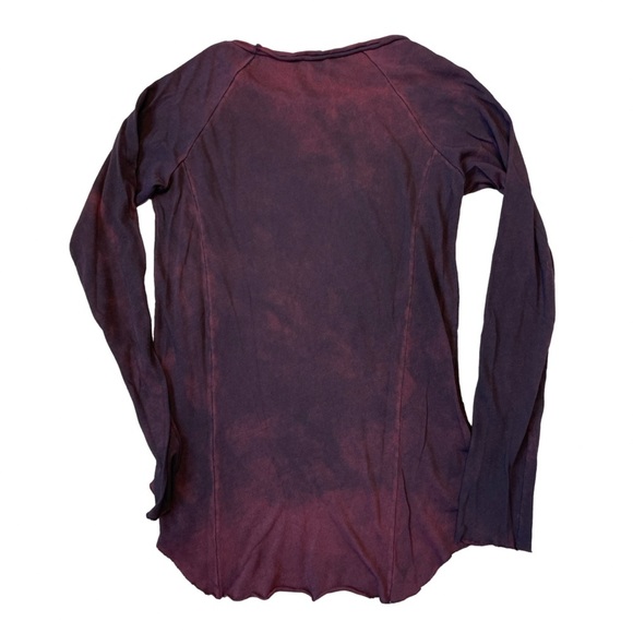Cotton Citizen Burgundy Tie-Dye Long Sleeve Supima Cotton Tee - Size XS - Picture 3 of 11